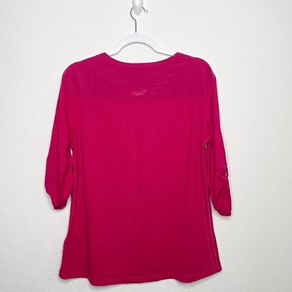 Kuhl Women’s Pink Adjustable Sleeve V-Neck Top Size Large - Picture 5 of 10